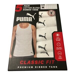 Puma 5 Pack of Cotton Blend Ribbed Tanks sz M White NIB
